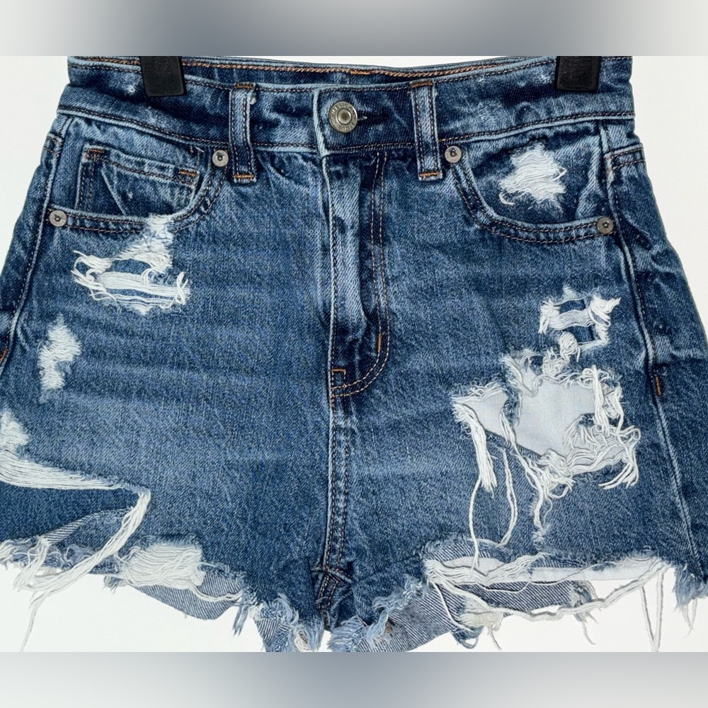 American Eagle Outfitters Distressed Dark Blue Denim Jean Shorts